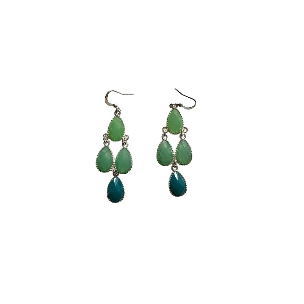 Elegant Green and Blue Dangle Earrings